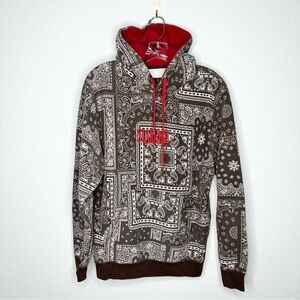 Scarface Hoodie Sweater Men Small Brown Red Paisley Pullover Bandana C3